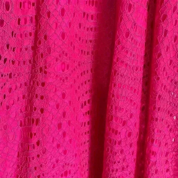 Lilly Pulitzer Quinn Halter Hot Pink Textured Knotty Lace Feminine Swing Dress S - Picture 7 of 11